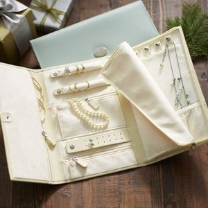 POTTERY BARN MCKENNA LEATHER TRAVEL JEWELRY PORTFOLIO